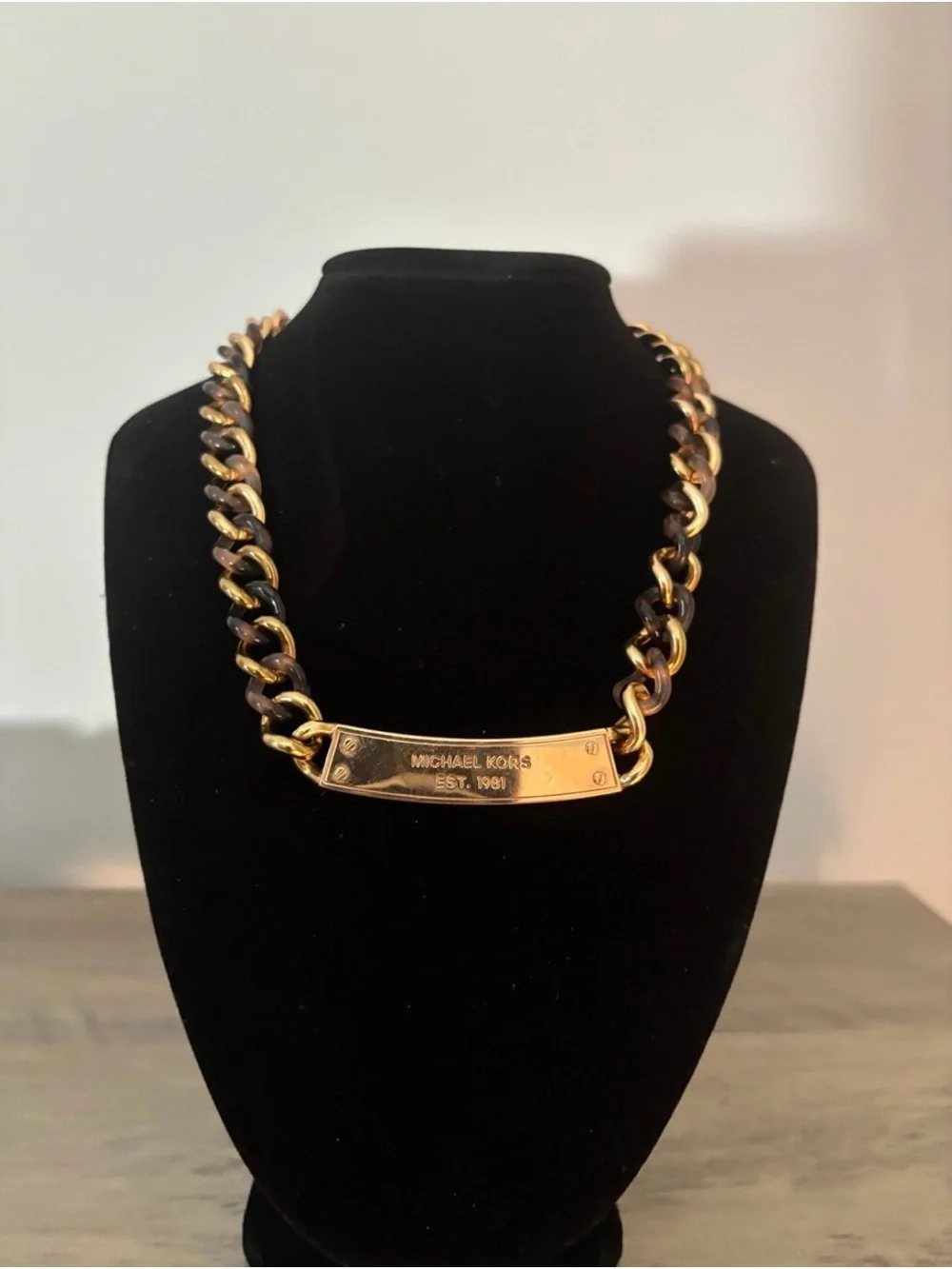 Michael Kors Pave Crystal ID Toggle Gold Tone Necklace